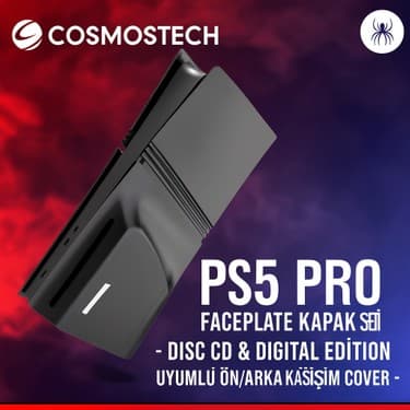 Cosmostech Ps5 Pro Faceplate Kapak Seti – Disc CD & Digital Edition Uyumlu Ön/arka Kasa Değişim Cover Case Spider 3