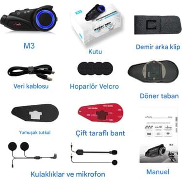 UltraTekno Maxto M3 Fhd 1080P Kameralı Intercom Motosiklet Kask Intercom 5