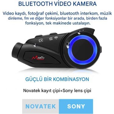 UltraTekno Maxto M3 Fhd 1080P Kameralı Intercom Motosiklet Kask Intercom 6