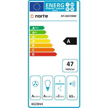 Narte -H20190W 90CM Beyaz Cam Eğimli Davlumbaz - 6 Yıl Garantili 4