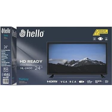 24'' Full Hd LED Monitör Tv, Araba ve Karavan Uyumludur, 12 Volt Adaptörlü, 2