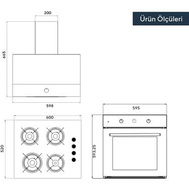 Kumtel Beyaz Cam Ankastre Set 5