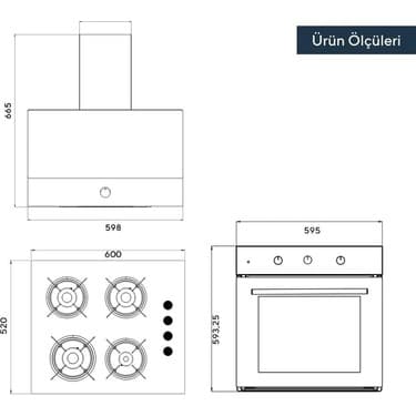 Kumtel Siyah Cam Ankastre Set 5
