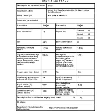 Beko 2'li Avantajlı Set Kurutma ve Bulaşık Makinesi (Kmx 91 9 kg - Bm 4144 4 Prog) 4