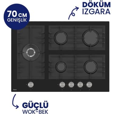 Ferre Flowart Turbolu 5 Gözlü Silenart Siyah Cam Ankastre Set QBL62CS - BL135 - D063SA 3