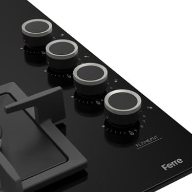 Ferre Flowart Turbolu Siyah Cam Silenart Ankastre Set ( Kaymaz Döküm Izgara ) QBL62CS - SC205 - D077SA 6