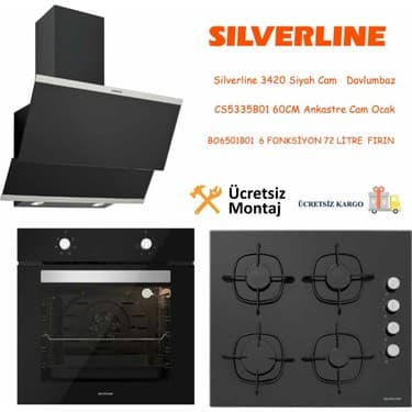 Silverline Siyah Cam Ankastre Set 3420 - CS5335B01 - BO6501B01 4