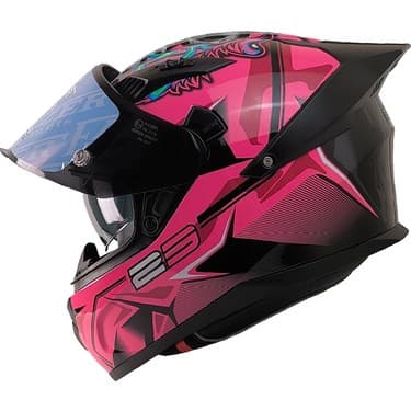 Motoanl Motosiklet Kadın Kaskı Ece 22.R06 Double Vizörlü Full Face Motor Kask Beast Pink 2