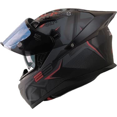 Motoanl Motosiklet Kask Ece 22.R06 Double Vizörlü Full Face Spoiler Motor Kaskı Beast Black 2