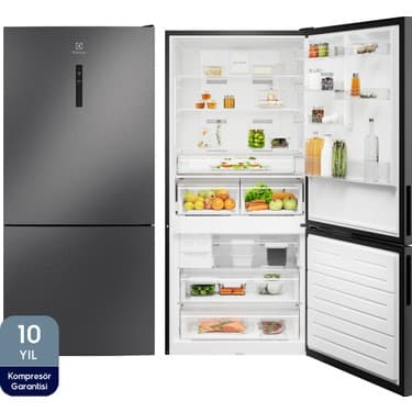 Electrolux LNT7MD58B 700 Serisi TwinTech No Frost D Enerji Sınıfı Inverter Alttan Donduruculu Buzdolabı Koyu Inox 6