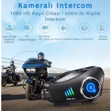 YKK Store Q28-2X Motosiklet Kaskı Için Bluetooth Interkom ve 1080P Hd Kamera | Su Geçirmez 2