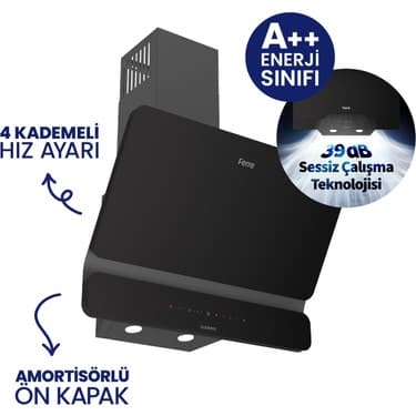 Ferre Flowart Turbolu Amörtisörlü Silenart Siyah Cam Ankastre Set ( 65 cm Woklu Ocak ) QBL62CS - SC405 - D080SA 4