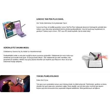 Lenovo Idea Tab Pro Tablet - Dokunmatik 12.7inç 3k 144Hz Mat Ekran- 8gb Bellek - 256GB Depolama - Dolby Atmos® Dörtlü Jbl Hoparlörler + Lenovo Tab Kalem + Lenovo Kılıf + Onerous Ürünler 3