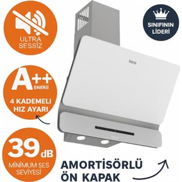 Ferre Fryart & Flowart Hero Sessiz Davlumbazlı Beyaz Cam Ankastre Set ( D081-SA + LN386 + XE63CB ) 2