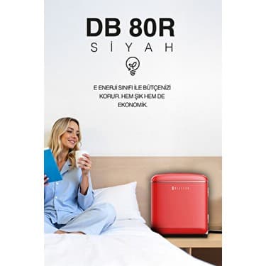 Dijitsu DB80RRE E Enerji Sınıfı 45 Lt Statik Retro Kırmızı Mini Buzdolabı Mekanik Kontrol ile 2