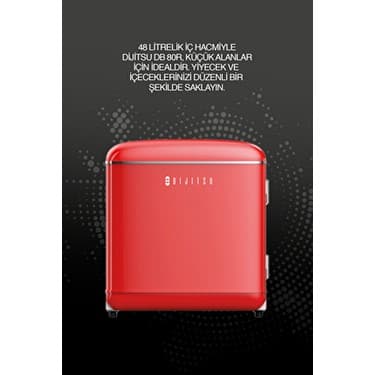 Dijitsu DB80RRE E Enerji Sınıfı 45 Lt Statik Retro Kırmızı Mini Buzdolabı Mekanik Kontrol ile 4
