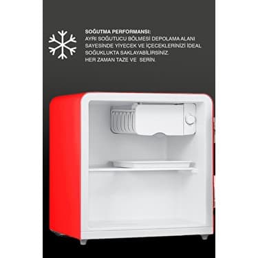 Dijitsu DB80RRE E Enerji Sınıfı 45 Lt Statik Retro Kırmızı Mini Buzdolabı Mekanik Kontrol ile 5