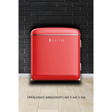 Dijitsu DB80RRE E Enerji Sınıfı 45 Lt Statik Retro Kırmızı Mini Buzdolabı Mekanik Kontrol ile 6