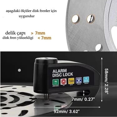 Tasarım Küresi 3D Alarmlı Disk Kilidi Motorsiklet Scooter Bisiklet Sesli Alarm 110 Desibel Yüksek Ses ( Lisinya ) 4