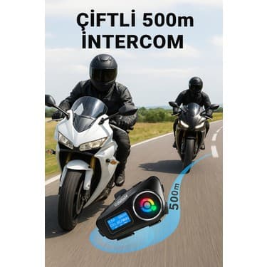 Msy Elektronik Q58 Max Motosiklet Interkom Kulaklık Seti IP65 Su Geçirmez LCD Ekran Fm Radyo 1000MAH Bluetooth 5.3 4