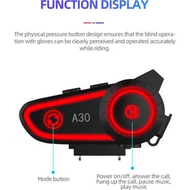 Ecoport A30 Motosiklet Kask Kulaklık Intercom (Işıklı, 2 Eşleşme Özellikli) 4
