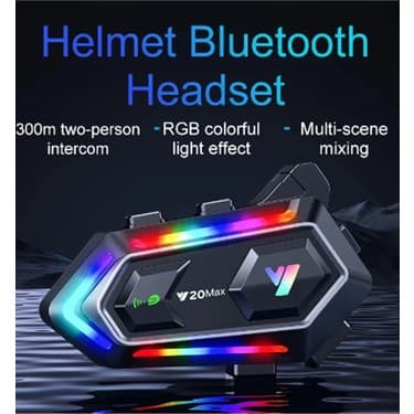 HERŞEYBURDAMODA Y20 Motosiklet Bluetooth 5.3 Kask Intercom 2 Kişi 300 Metre Eşleşme Özellikli 2