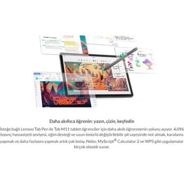 Lenovo Sim kartlı Tablet Donkunmatik 11inç Fullhd IPS Ekran 8 Çekirdekli Tab M11 8gb Ram 128GB Hafıza (Kalem ve Kılıf ile Birlikte) 4
