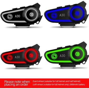 Datatek A30 Motosiklet Kask Kulaklık Intercom Işıklı 2 Eşleşme Özellikli 2