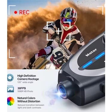 Datatek Q29 Motosiklet Kask Bluetooth Kulaklık Eşleşmeli 1080P Kamera Geniş Açı Su Geçirmez Intercom 4