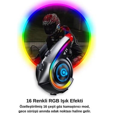 Datatek Y21 Rgb Işık Efektli Intercom Bluetooth Motosiklet Kask Kulaklığı Intercom Kulaklık 3