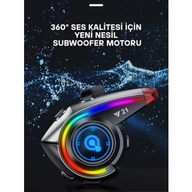 Datatek Y21 Rgb Işık Efektli Intercom Bluetooth Motosiklet Kask Kulaklığı Intercom Kulaklık 4