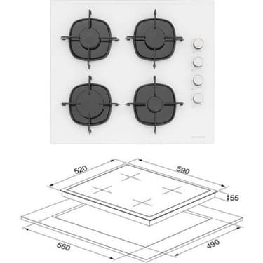 Silverline Beyaz Ankastre Set (CS5700E6W01 OCAK/S2-BO6502W02 FIRIN/3490 Oslo Davlumbaz) 2