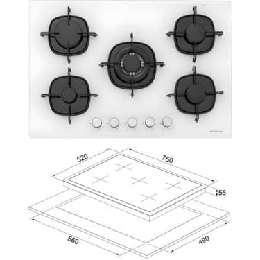 Silverline Beyaz Ankastre Set (CS5801E7W01 OCAK/S2-BO6502W02 FIRIN/3490 Oslo Davlumbaz) 2