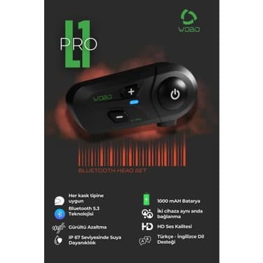 Wobo L-1 Pro Tek Kişilik Motosiklet Kask Bluetooth Intercom Kulaklık Seti 5