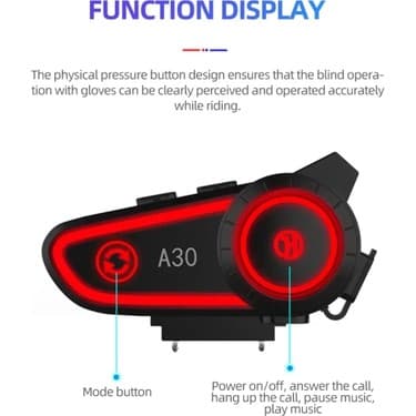 Çerçici A30 Motosiklet Kask Kulaklık Intercom Işıklı 2 Eşleşme Özellikli 4