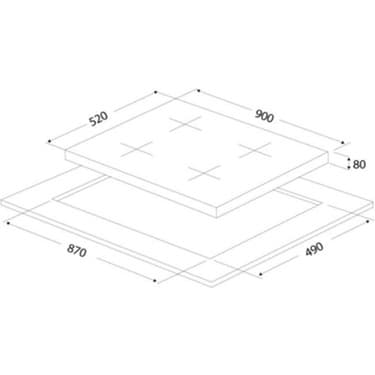 Ukinox Ares 90 Xf 5 Gözlü Siyah Ankastre Cam Ocak 2