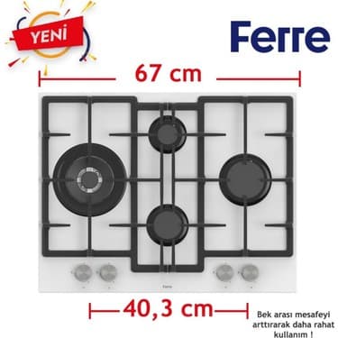 Ferre Fryart &steamart- Silentart Tıva /sessiz Beyaz Ankastre Set (D078-SA + XE64CB +ED076-WFA Wok) 4