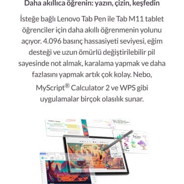 Lenovo Simkartlı ve Klavyeli 11INC IPS Ekran 8 Çekirdekli Tab M11 8gb Ram 128GB Hafıza + 512GB Bellek+Lenovo Kablosuz Klavye 5