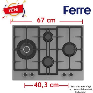 Ferre Fryart&silentart Gabı/ Sessiz Antrasit Gri Ankastre Set ( D082-SA + XE63CPR +ED078-WFA Wok) 5