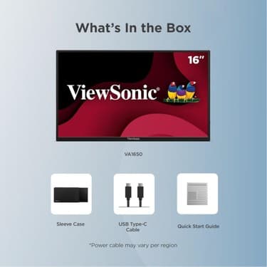 Viewsonic VA1650 16 Inç Usb-C Hafif Taşınabilir IPS Monitör+Hdmı Kablo Hediye 3