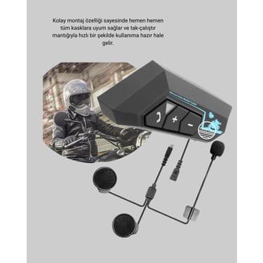 Vintessy BT22 Kask Içi Bluetooth Kulaklık Hızlı Eşleşme ve Gürültü Önleyici Mikrof - MK001R-4O9LH 2