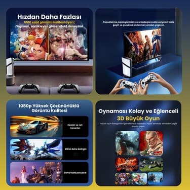 Seyutech Gs5 Pro Kablosuz Çift Kol Oyun Konsolu Uyumlu 4k-Hdmı 53 Emulatör 30000 Oyunlu 2.4g Gaming Atari 3