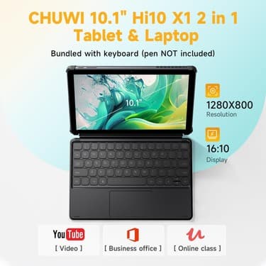 Chuwi HI10 X2 10.1" Intel Core I3 10100Y Işlemci, 8gb Ddr5 Ram, 256GB Ssd, Wifi6+Bt, Siyah 2 In 1 W11 Klavyeli Tablet 3