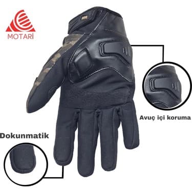 Motari Shoftshell Yumruk ve Avuç Içi Korumalı Suya Dayanıklı Rüzgar Geçirmez Kamuflaj Desenli Kışlık 3