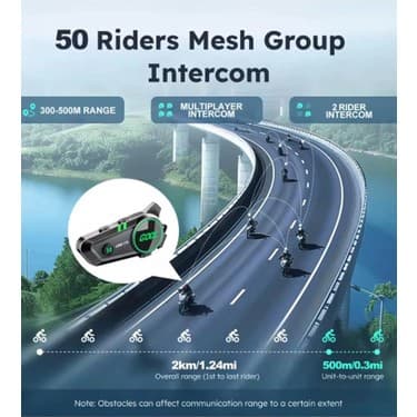 Hsc Bilişim C50 2x Motosiklet Intercom Kask Kulaklık 1000 Mah Rgb Işıklı Çift Eşleşme 2