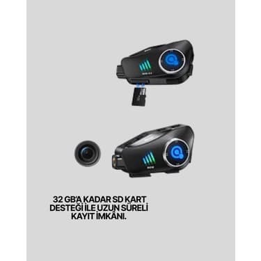 Feifei Q28 Full Hd Kameralı Motosiklet Kask Kulaklığı – 45 Saat Müzik Ipx6 Su Geçir - FEİ3978-788 5