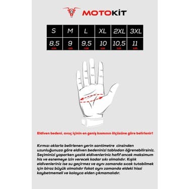 Motokit Revertech Aura Kırmızı XL - Dokunmatik Ekran Uyumlu Motosiklet Eldiveni (Erkek) 2
