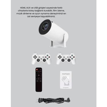 Projeksiyon Cihazı 4K Destekli Kablosuz Bağlantılı Bluetooth 5.0 3