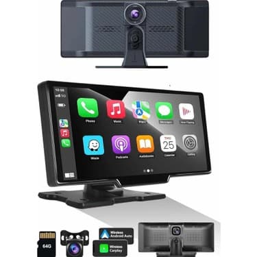 Android ve Ios Uyumlu Ön Arka Çift Kameralı Araç Ekranı Dokunmatik Carplay 5