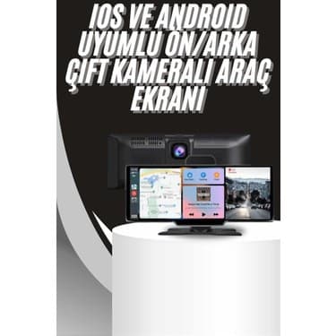 4K 10.2 Inç Çift Kameralı Araç Multimedya Ekranı Carplay Kablosuz Tüm Cihazlara Uyumlu 2